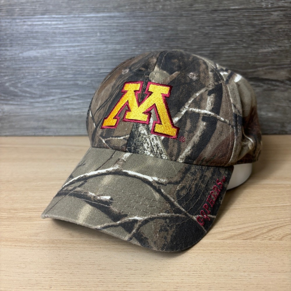 Vintage Minnesota Golden Gophers Hat Cap Strap Back Brown Camo‎ Camouflage